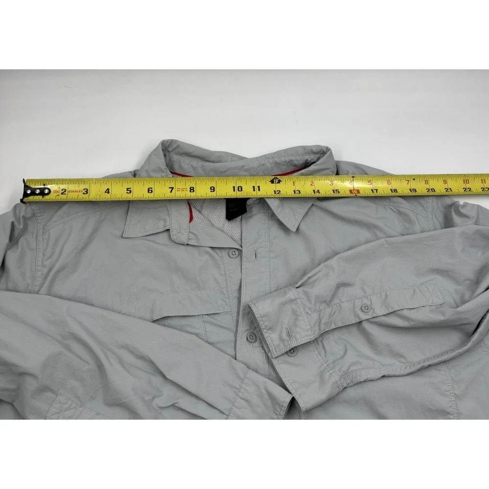 The North‎ Face Men's XXL Nylon Gray Long Sleeve Button Down Fishing Shirt